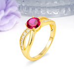 Elegant Continuous Princess Side Gem Infinity Loop Round Cut Ruby Engagement Ring - Additional view