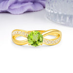 Elegant Continuous Princess Side Gem Infinity Loop Round Cut Peridot Engagement Ring - Additional view