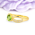 Elegant Continuous Princess Side Gem Infinity Loop Round Cut Peridot Engagement Ring - Additional view