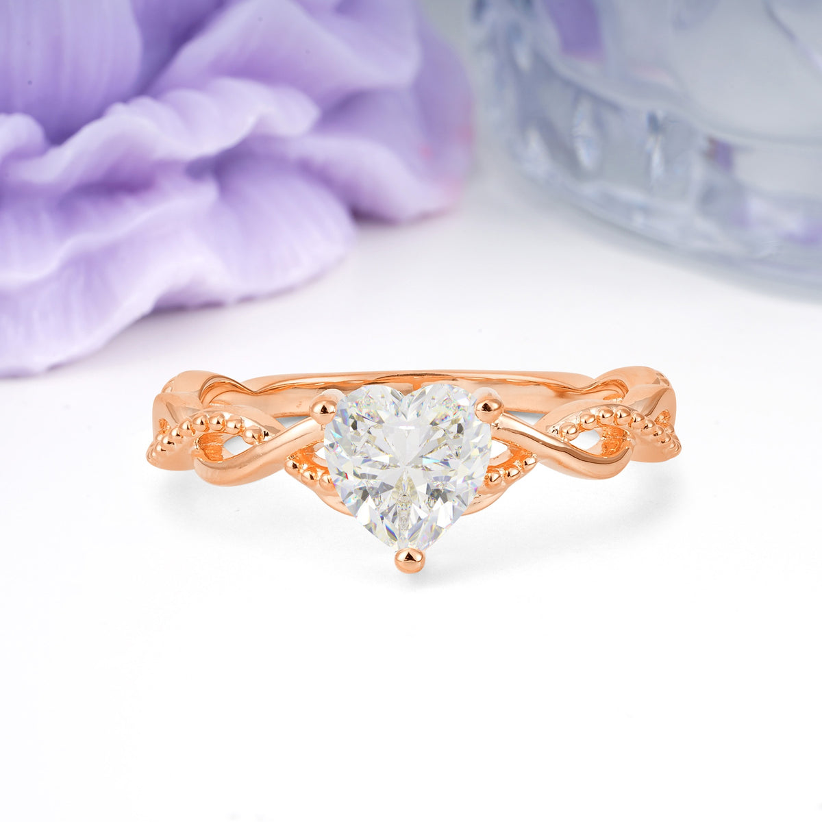 Classic Twisted 3-Prong Heart-Cut Moissanite Engagement Ring - Additional view