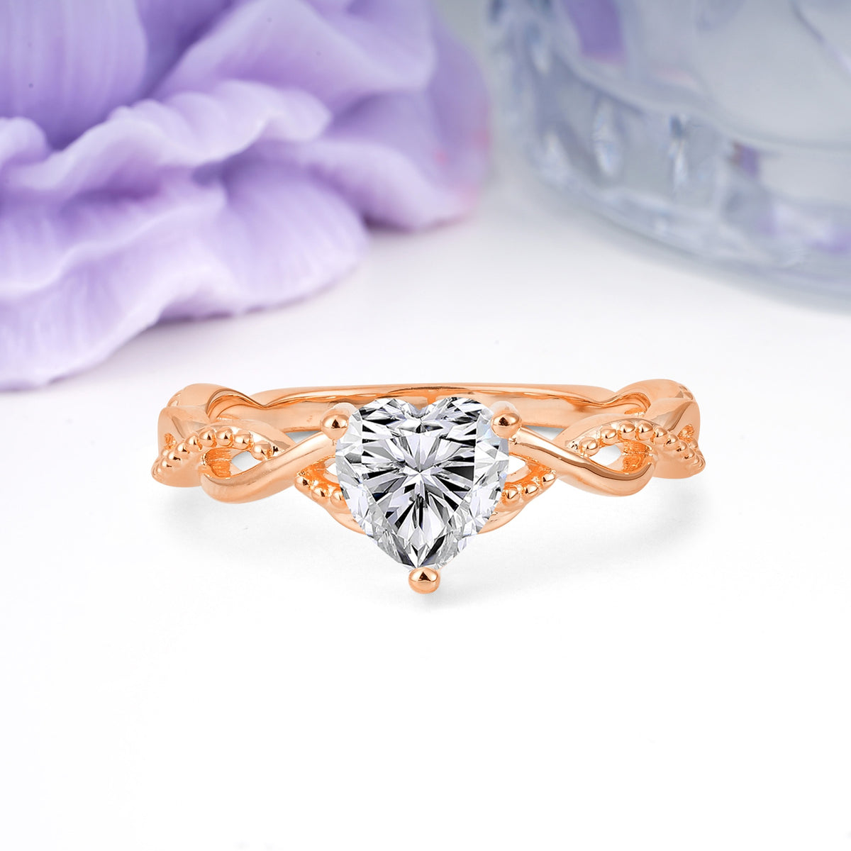 Classic Twisted 3-Prong Heart-Cut Lab Diamond Engagement Ring - Additional view