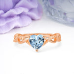Classic Twisted 3-Prong Heart-Cut Aquamarine Engagement Ring - Additional view