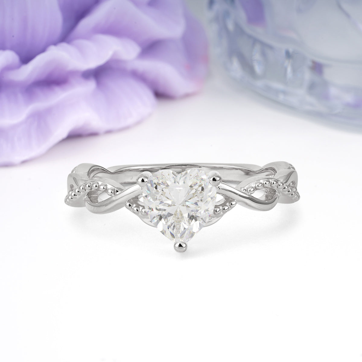 Classic Twisted 3-Prong Heart-Cut Moissanite Engagement Ring - Additional view