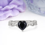 Classic Twisted 3-Prong Heart-Cut Black Onyx Engagement Ring - Additional view