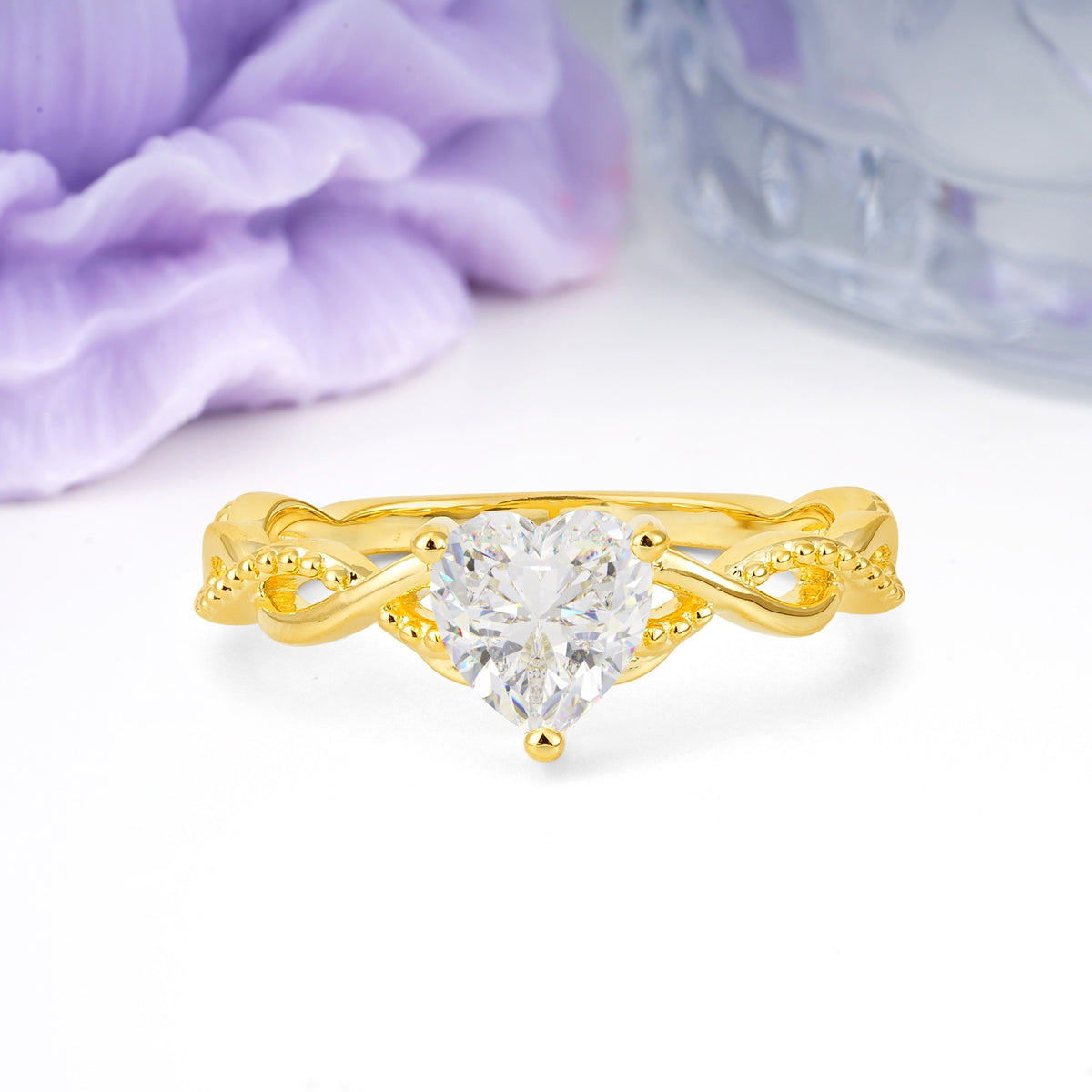 Classic Twisted 3-Prong Heart-Cut Moissanite Engagement Ring - Additional view
