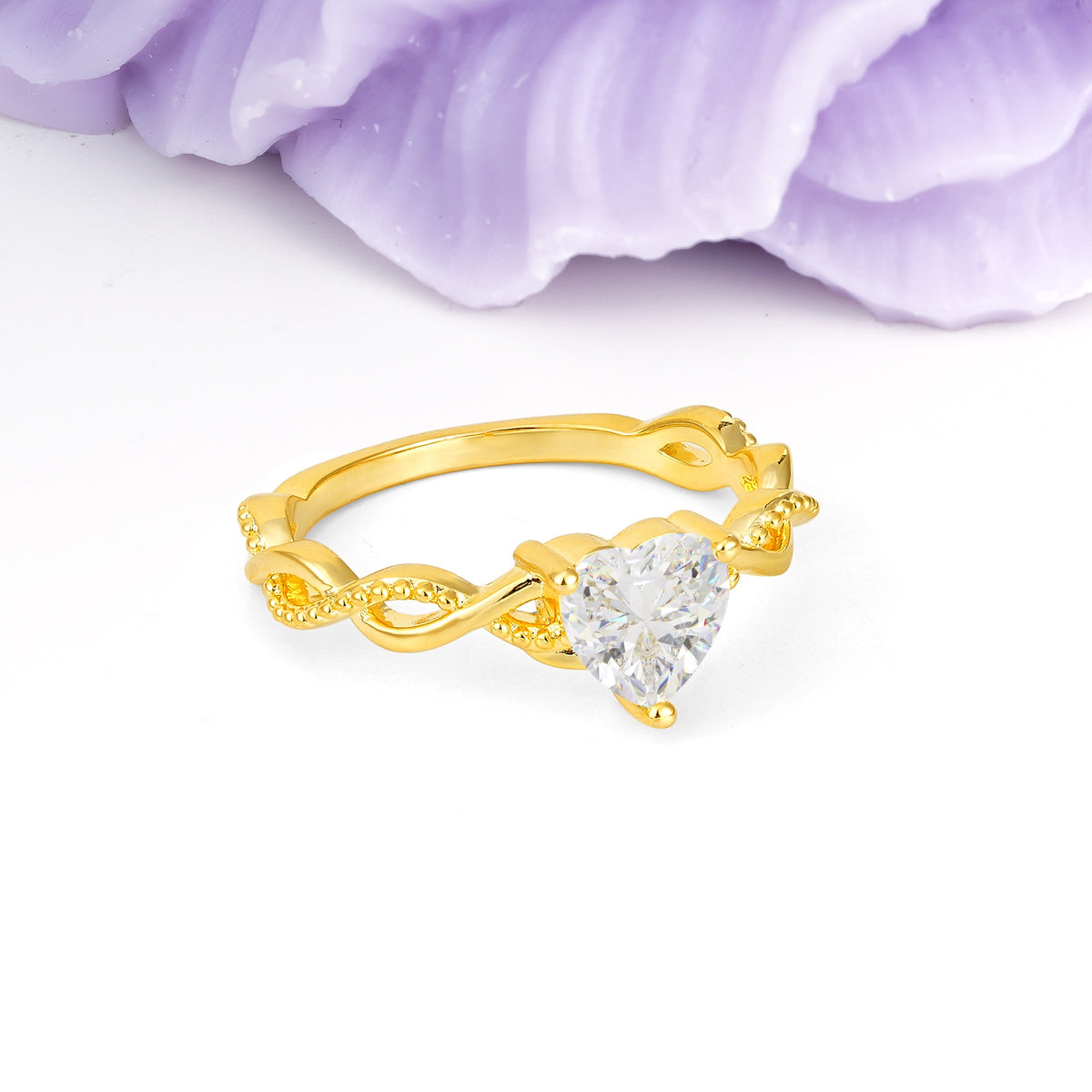 Classic Twisted 3-Prong Heart-Cut Moissanite Engagement Ring - Additional view