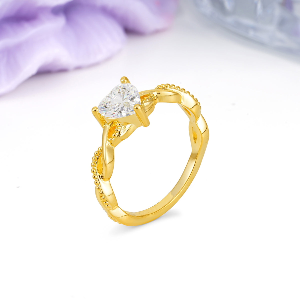 Classic Twisted 3-Prong Heart-Cut Moissanite Engagement Ring - Additional view