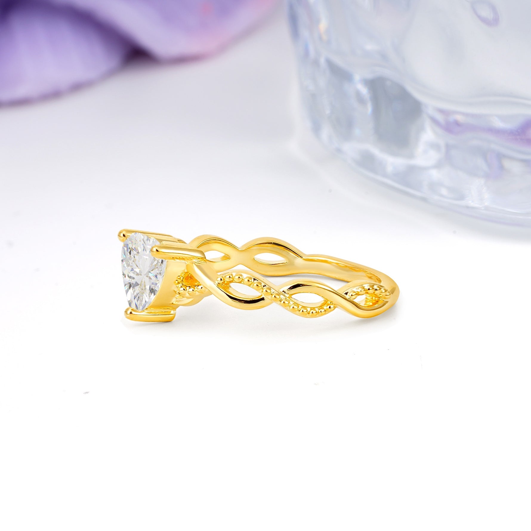 Classic Twisted 3-Prong Heart-Cut Moissanite Engagement Ring - Additional view