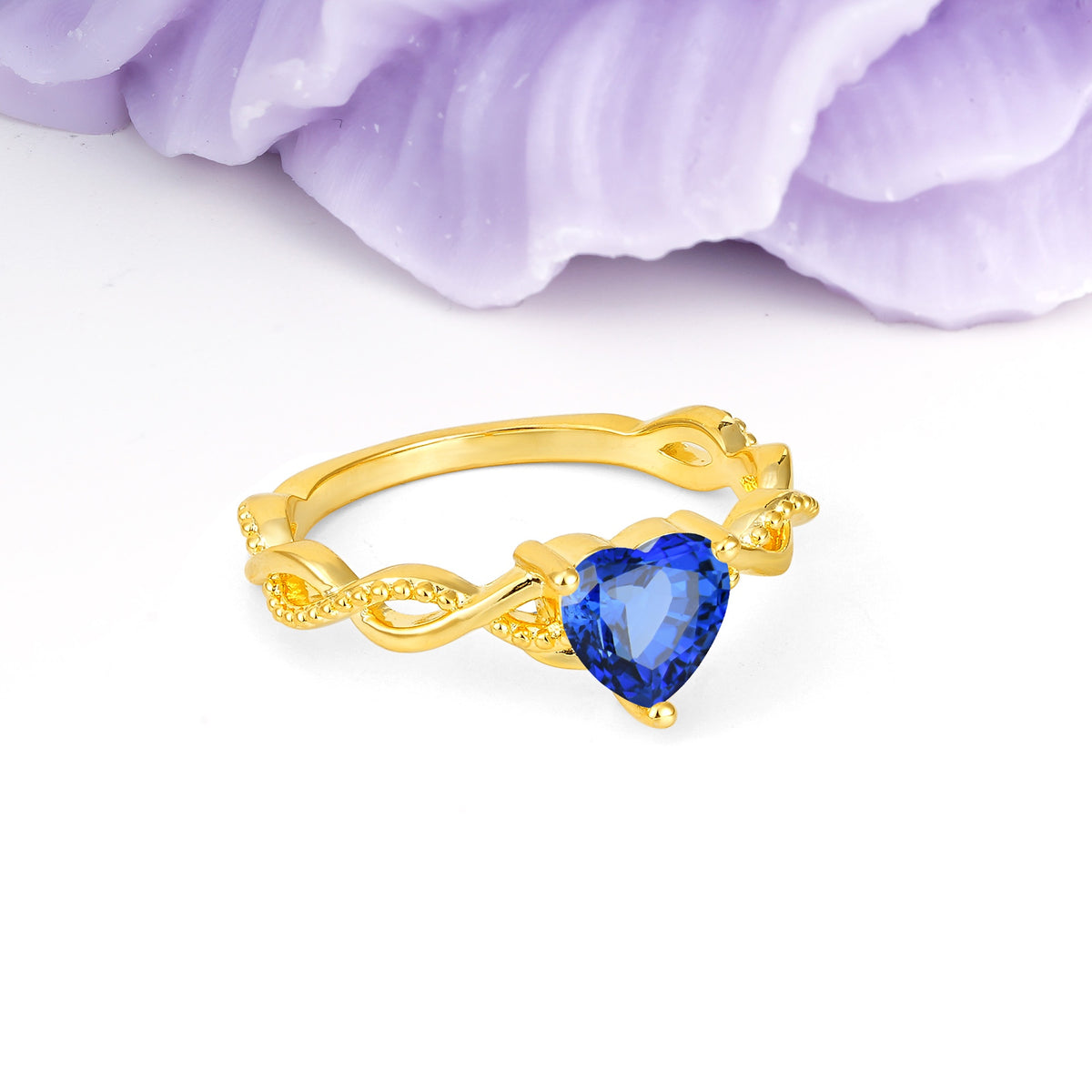 Classic Twisted 3-Prong Heart-Cut Sapphire Engagement Ring - Additional view