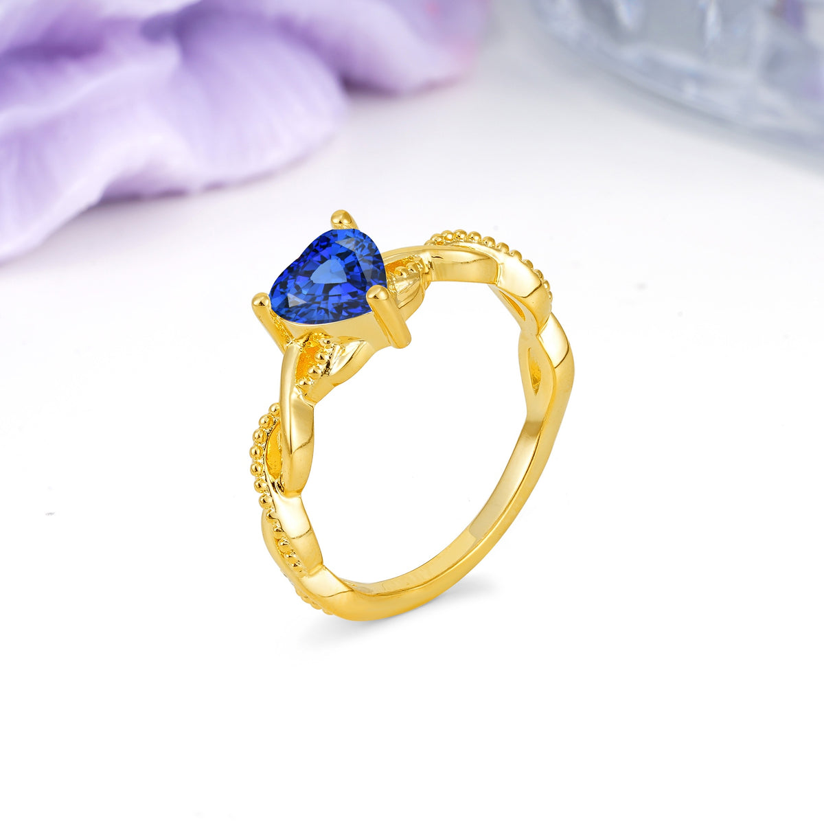 Classic Twisted 3-Prong Heart-Cut Sapphire Engagement Ring - Additional view