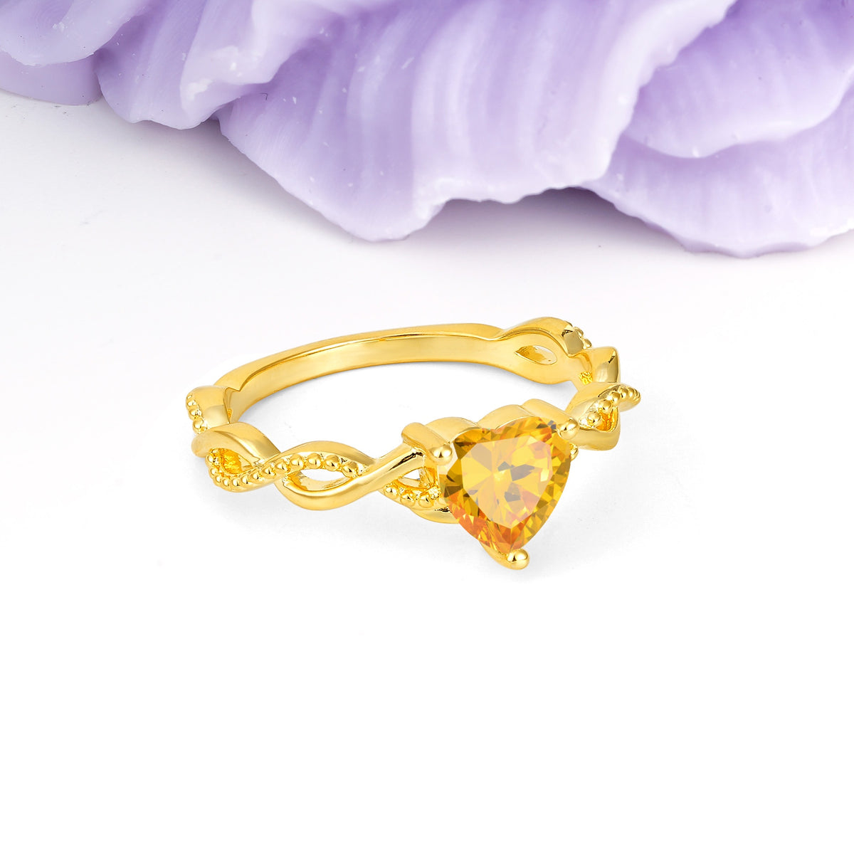 Classic Twisted 3-Prong Heart-Cut Citrine Engagement Ring - Additional view