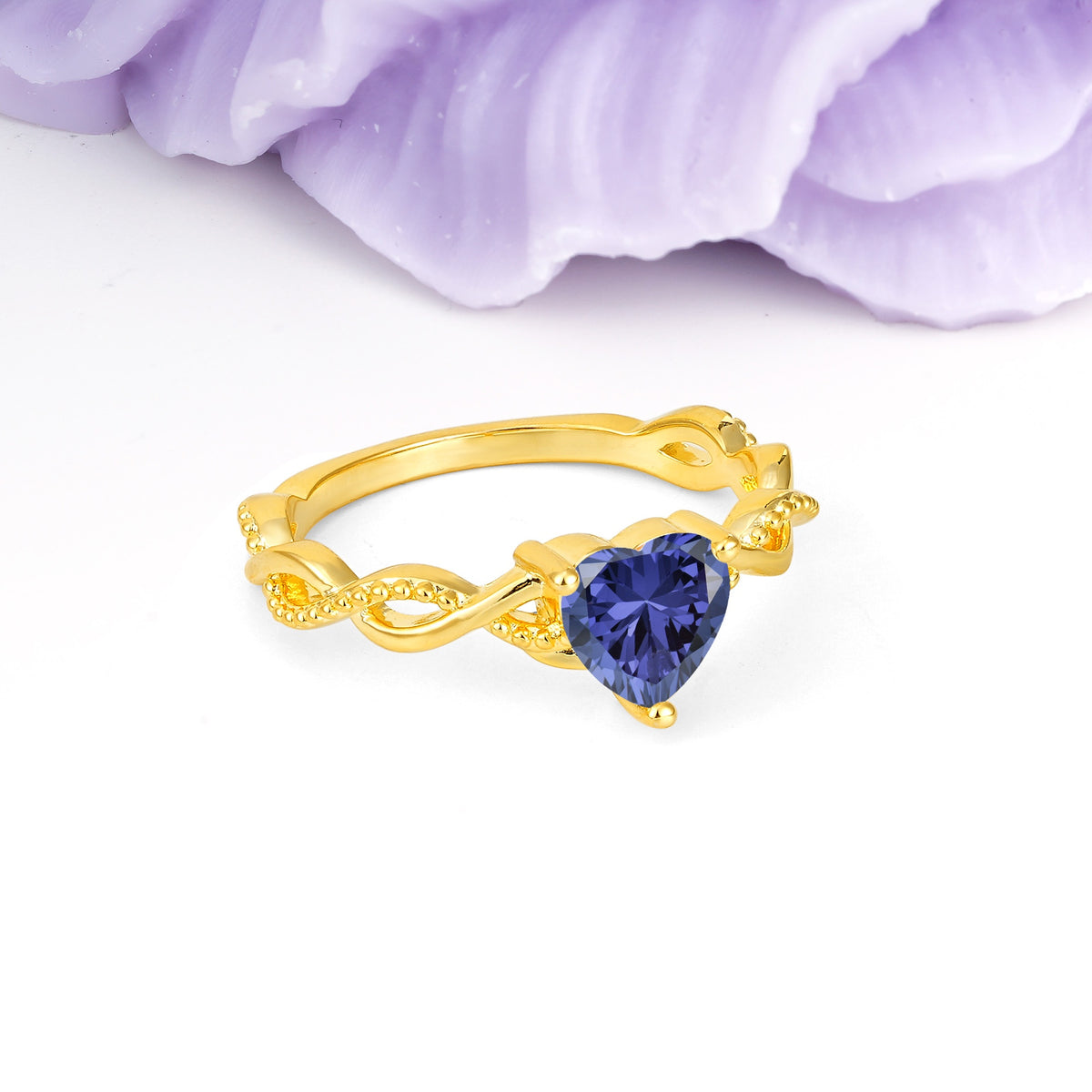 Classic Twisted 3-Prong Heart-Cut Tanzanite Engagement Ring - Additional view