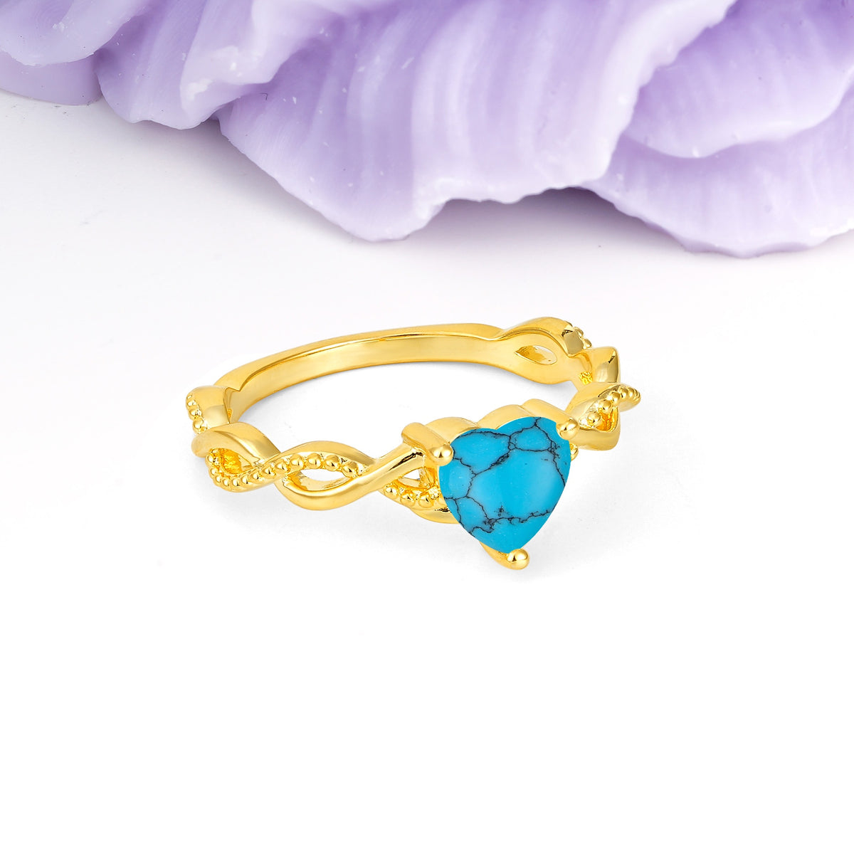 Classic Twisted 3-Prong Heart-Cut Turquoise Engagement Ring - Additional view
