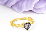Classic Twisted 3-Prong Heart-Cut Black Rutilated Quartz Engagement Ring - Additional view