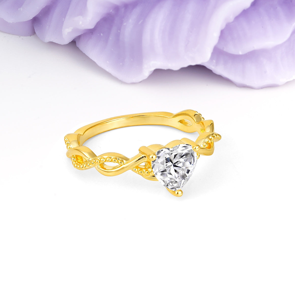 Classic Twisted 3-Prong Heart-Cut Lab Diamond Engagement Ring - Additional view