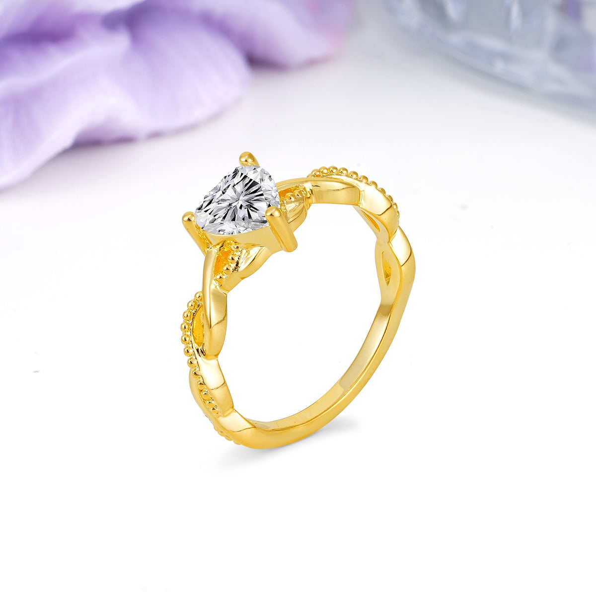 Classic Twisted 3-Prong Heart-Cut Lab Diamond Engagement Ring - Additional view
