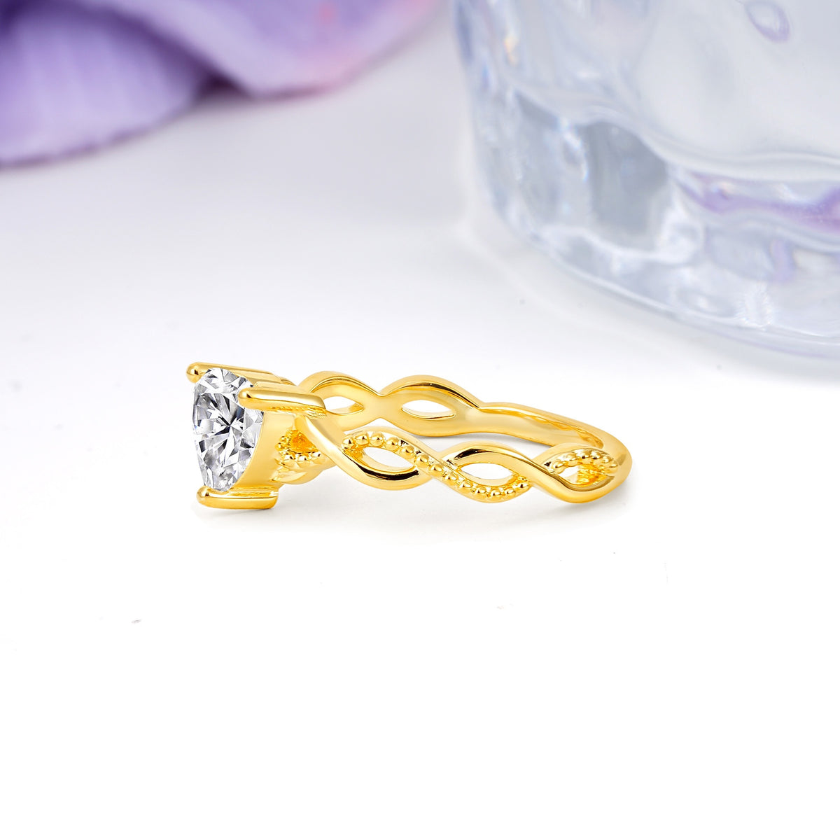 Classic Twisted 3-Prong Heart-Cut Lab Diamond Engagement Ring - Additional view