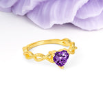 Classic Twisted 3-Prong Heart-Cut Amethyst Engagement Ring - Additional view