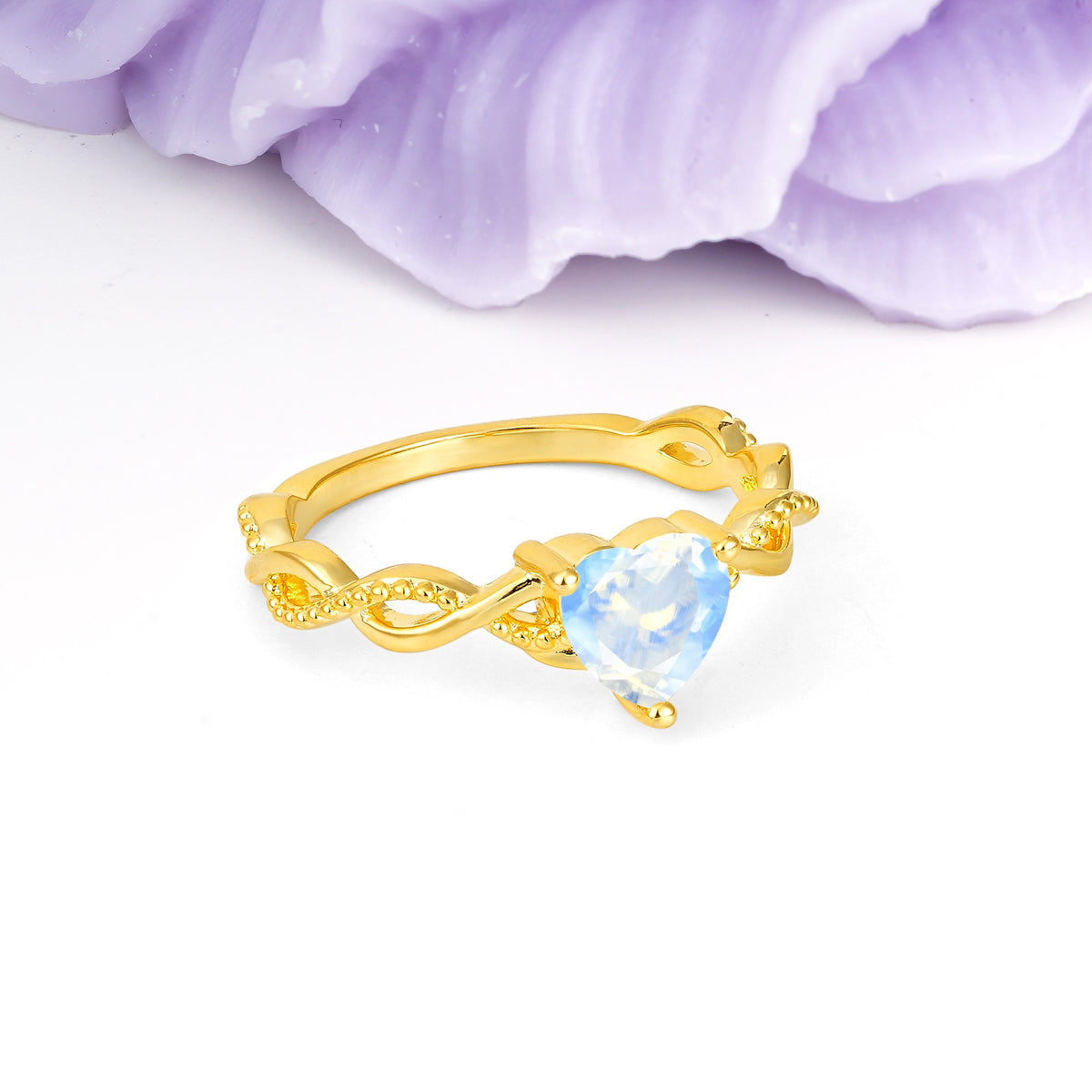 Classic Twisted 3-Prong Heart-Cut Moonstone Engagement Ring - Additional view