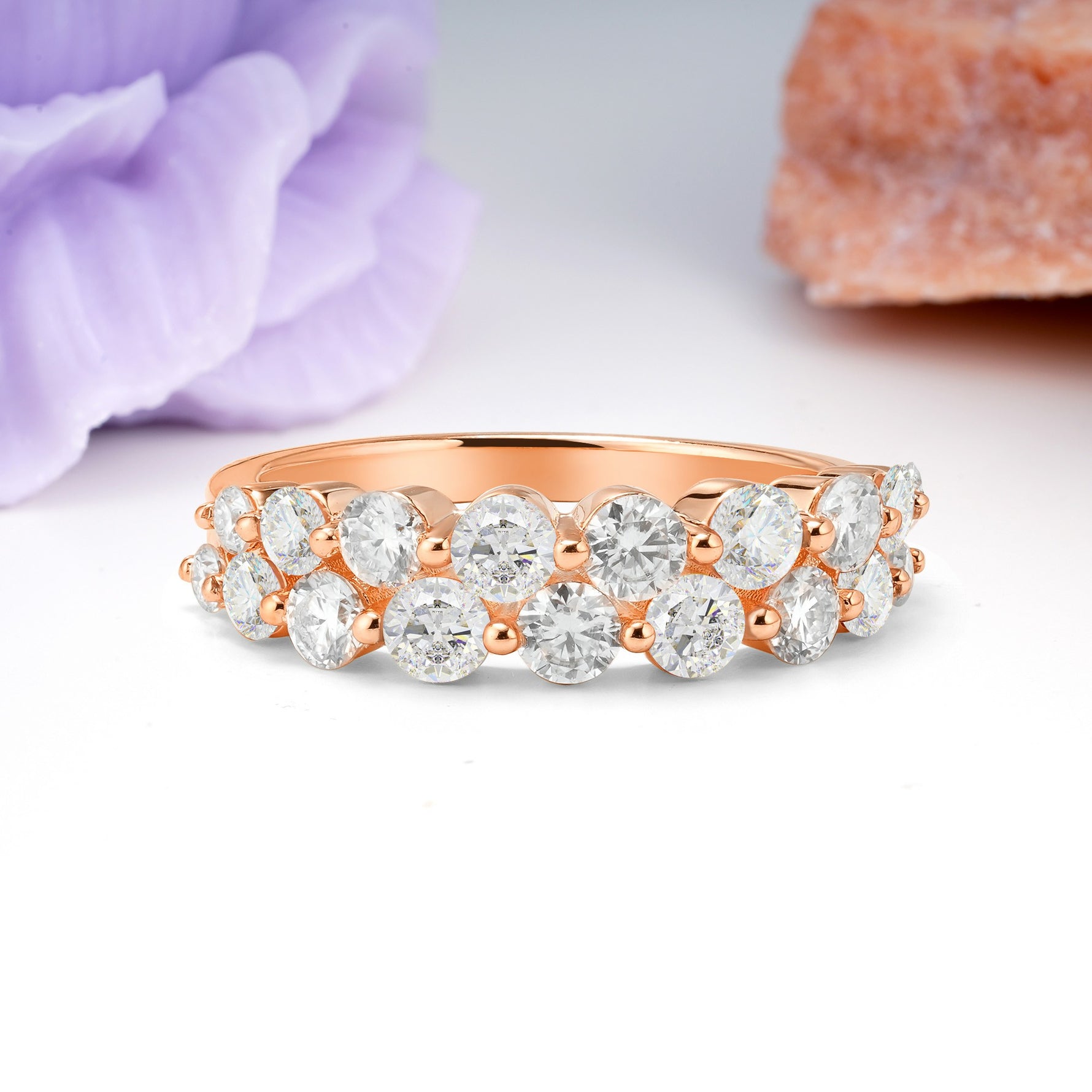 Offset Double‑Row Round Cut Moissanite Wedding Ring - Additional view