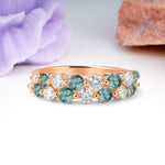 Offset Double‑Row Round Cut Moss Agate Wedding Ring - Additional view