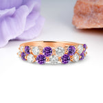 Offset Double‑Row Round Cut Amethyst Wedding Ring - Additional view