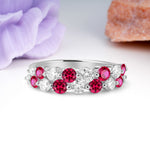 Offset Double‑Row Round Cut Ruby Wedding Ring - Additional view