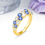 Offset Double‑Row Round Cut Sapphire Wedding Ring - Additional view