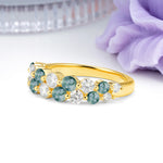 Offset Double‑Row Round Cut Moss Agate Wedding Ring - Additional view