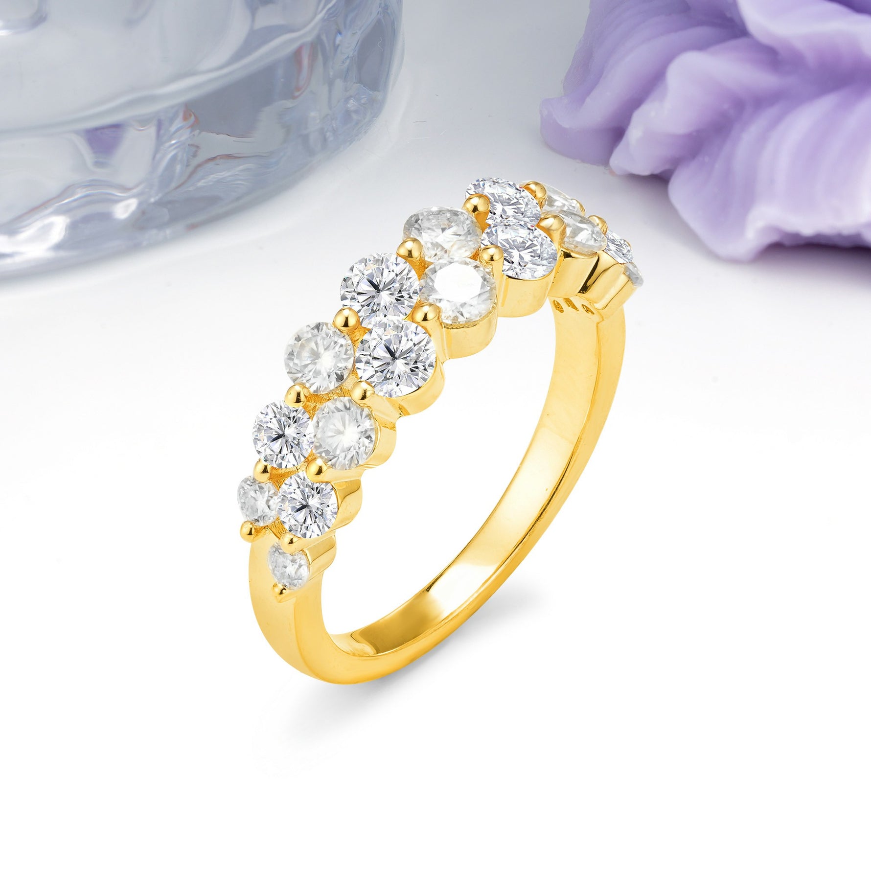 Offset Double‑Row Round Cut Lab Diamond Wedding Ring - Additional view