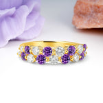 Offset Double‑Row Round Cut Amethyst Wedding Ring - Additional view