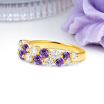 Offset Double‑Row Round Cut Amethyst Wedding Ring - Additional view