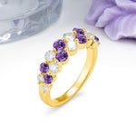 Offset Double‑Row Round Cut Amethyst Wedding Ring - Additional view