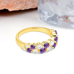 Offset Double‑Row Round Cut Amethyst Wedding Ring - Additional view