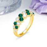 Offset Double‑Row Round Cut Emerald Wedding Ring - Additional view