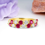 Offset Double‑Row Round Cut Ruby Wedding Ring - Additional view