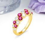 Offset Double‑Row Round Cut Ruby Wedding Ring - Additional view