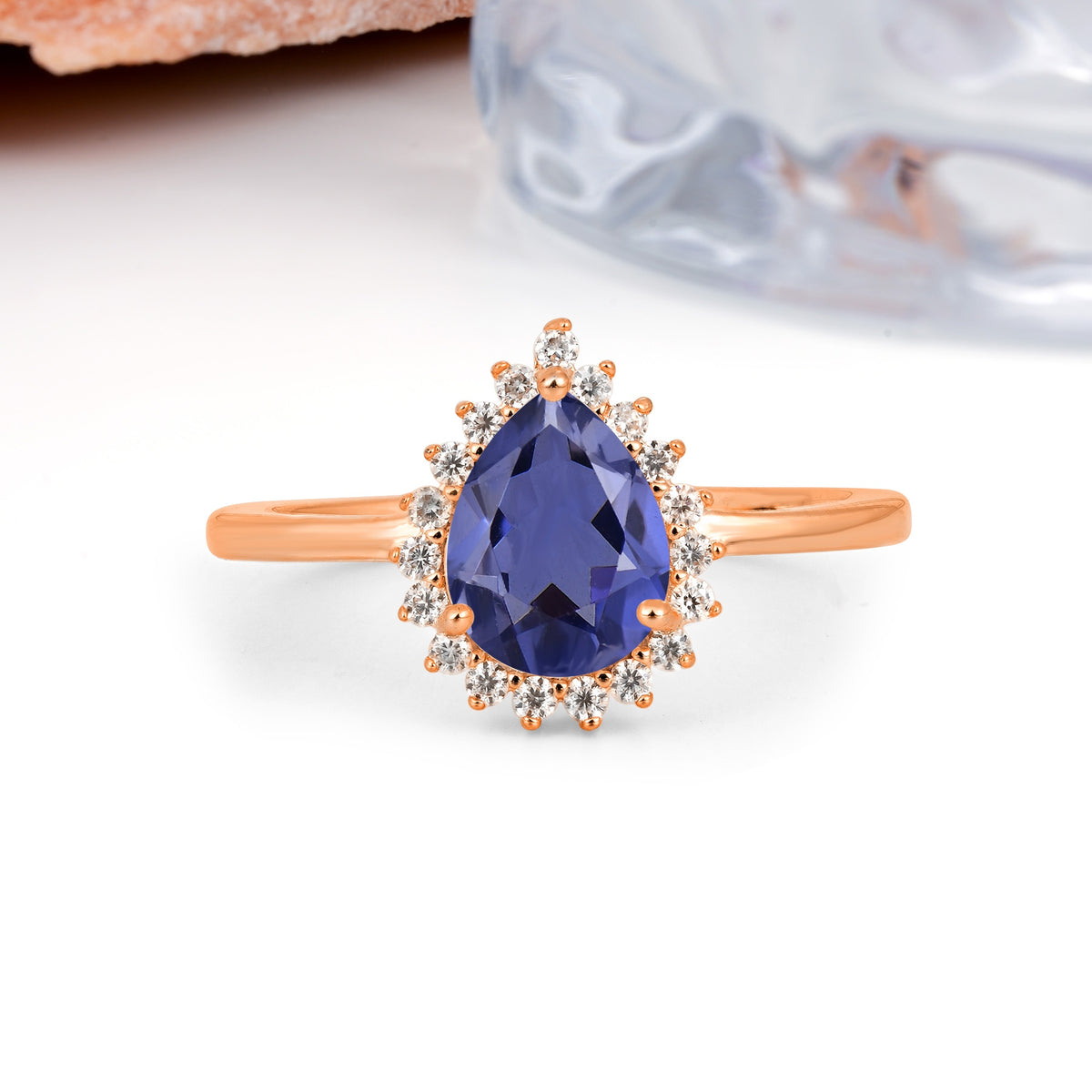 Classic Vintage 3-Prong Pear Cut Tanzanite Engagement Ring - Additional view