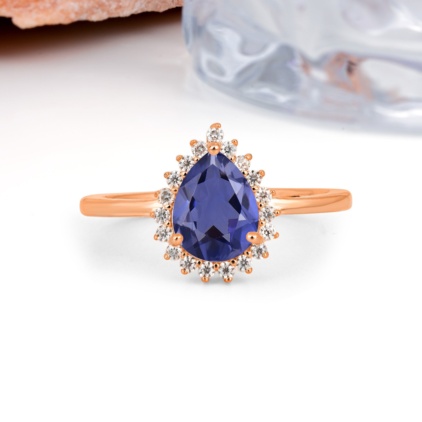 Classic Vintage 3-Prong Pear Cut Tanzanite Engagement Ring - Additional view
