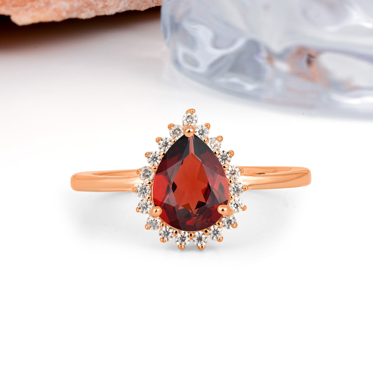 Classic Vintage 3-Prong Pear Cut Garnet Engagement Ring - Additional view