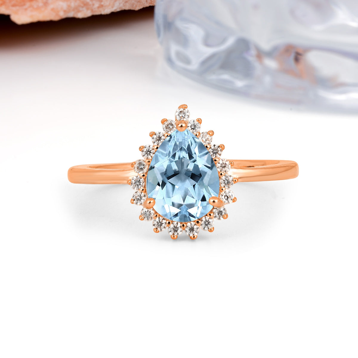 Classic Vintage 3-Prong Pear Cut Aquamarine Engagement Ring - Additional view