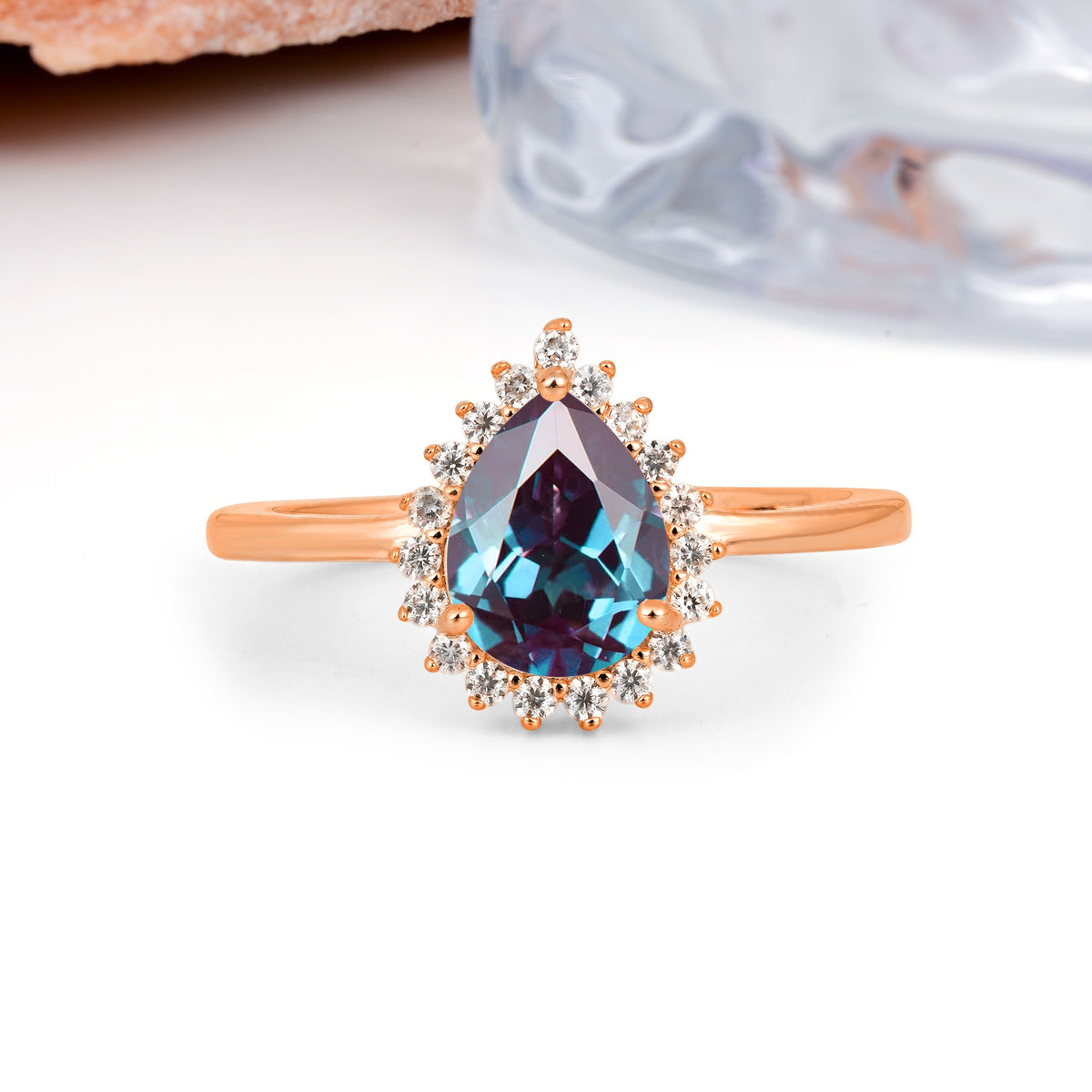 Classic Vintage 3-Prong Pear Cut Alexandrite Engagement Ring - Additional view