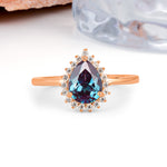 Classic Vintage 3-Prong Pear Cut Alexandrite Engagement Ring - Additional view