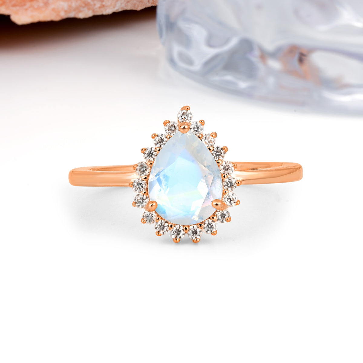 Classic Vintage 3-Prong Pear Cut Moonstone Engagement Ring - Additional view