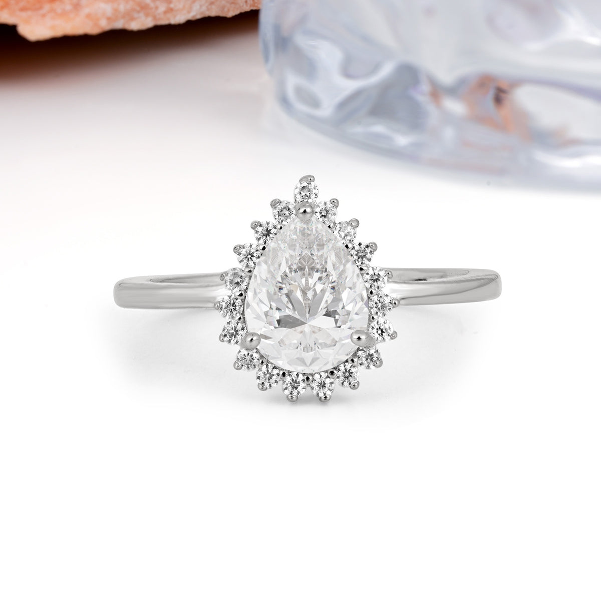 Classic Vintage 3-Prong Pear Cut Moissanite Engagement Ring - Additional view