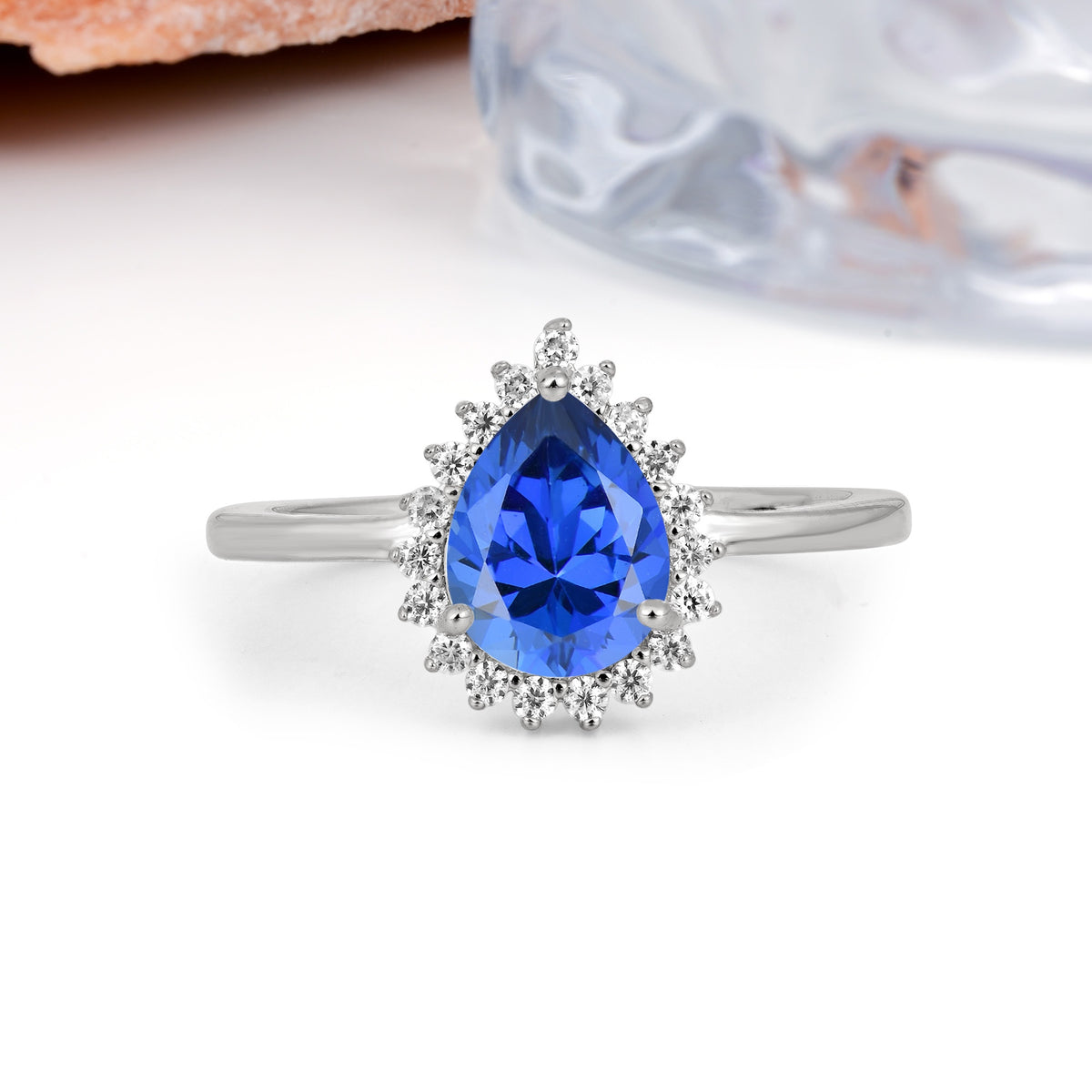 Classic Vintage 3-Prong Pear Cut Sapphire Engagement Ring - Additional view