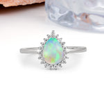 Classic Vintage 3-Prong Pear Cut Fire Opal Engagement Ring - Additional view
