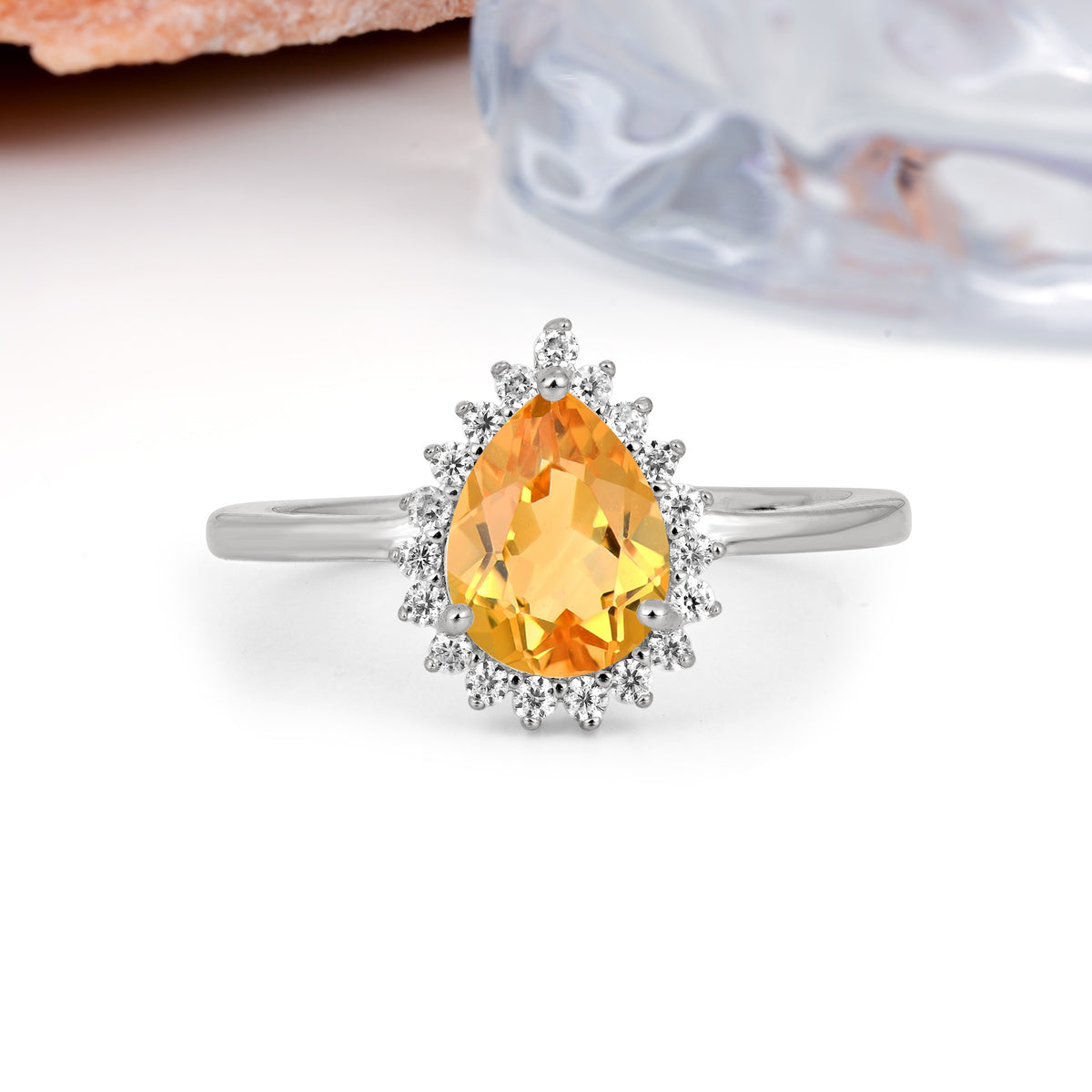 Classic Vintage 3-Prong Pear Cut Citrine Engagement Ring - Additional view