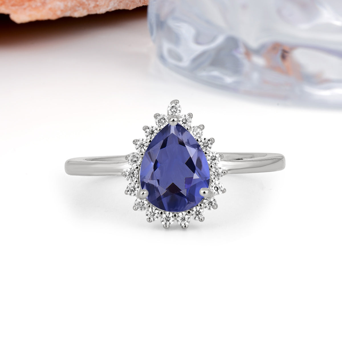 Classic Vintage 3-Prong Pear Cut Tanzanite Engagement Ring - Additional view