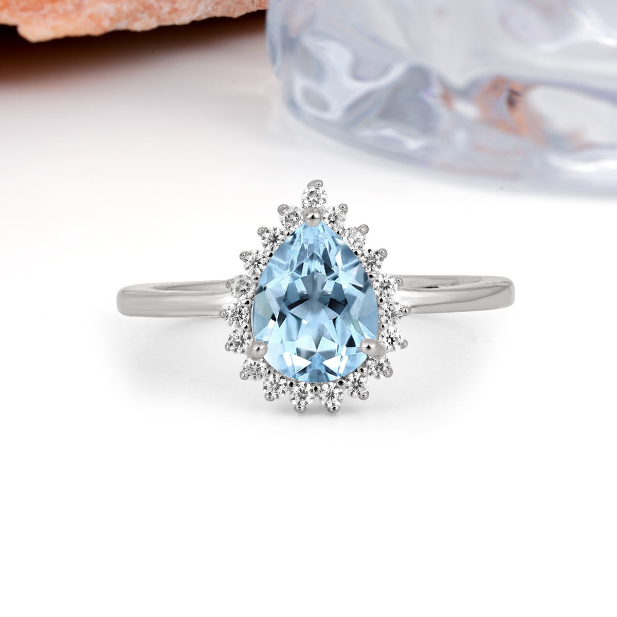 Classic Vintage 3-Prong Pear Cut Aquamarine Engagement Ring - Additional view